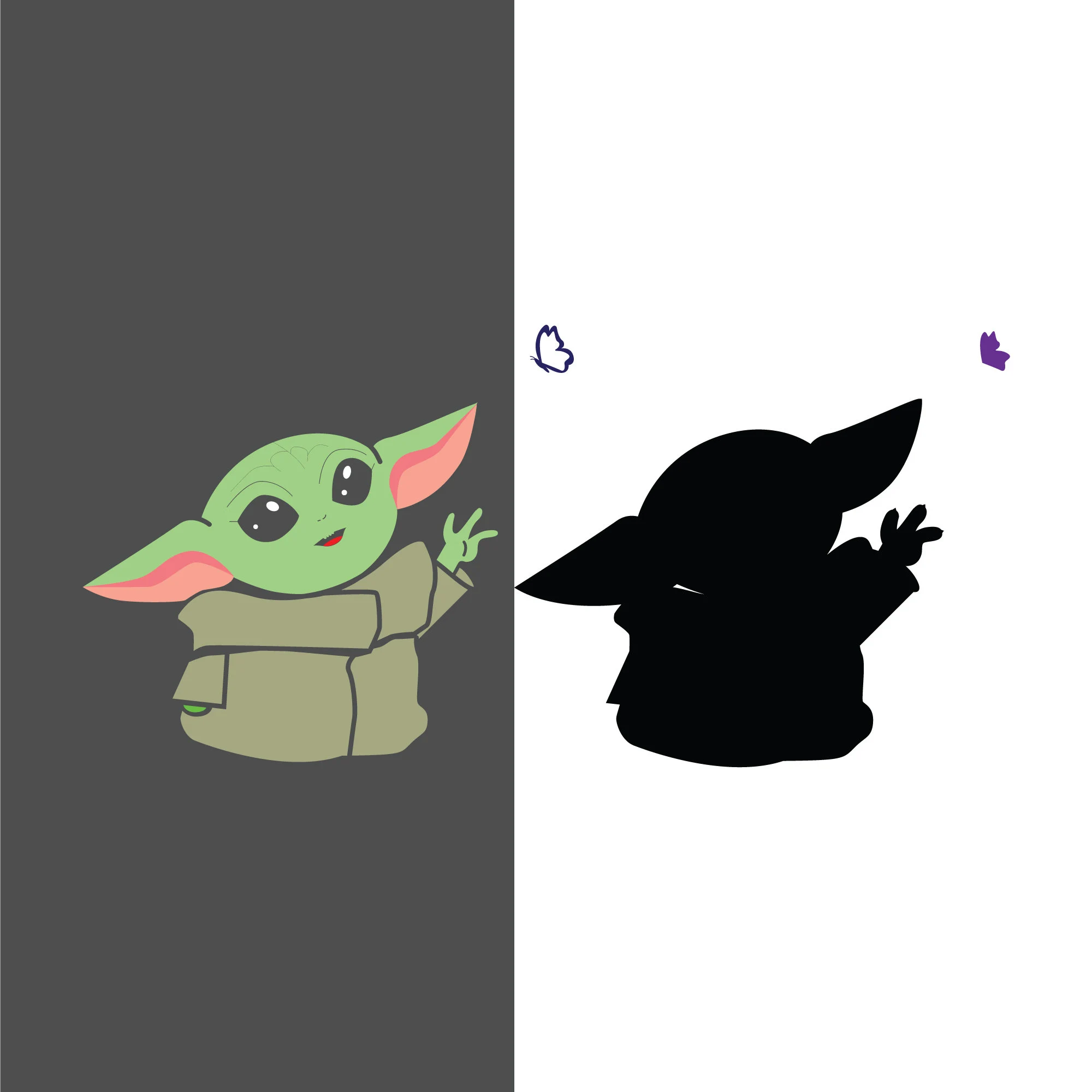 Super cute baby Yoda catching butterfly svg png AI EPS editable vector digital file download V2.1 Cricut Clipart. Disney Star Wars. - Image 2