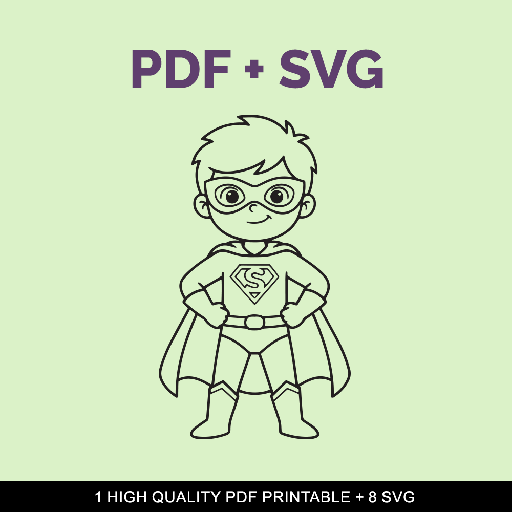 8 Coloring characters pages smooth black outline A4 printable digital file download. 8 SVG and 1 high quality PDF white background. - Image 4